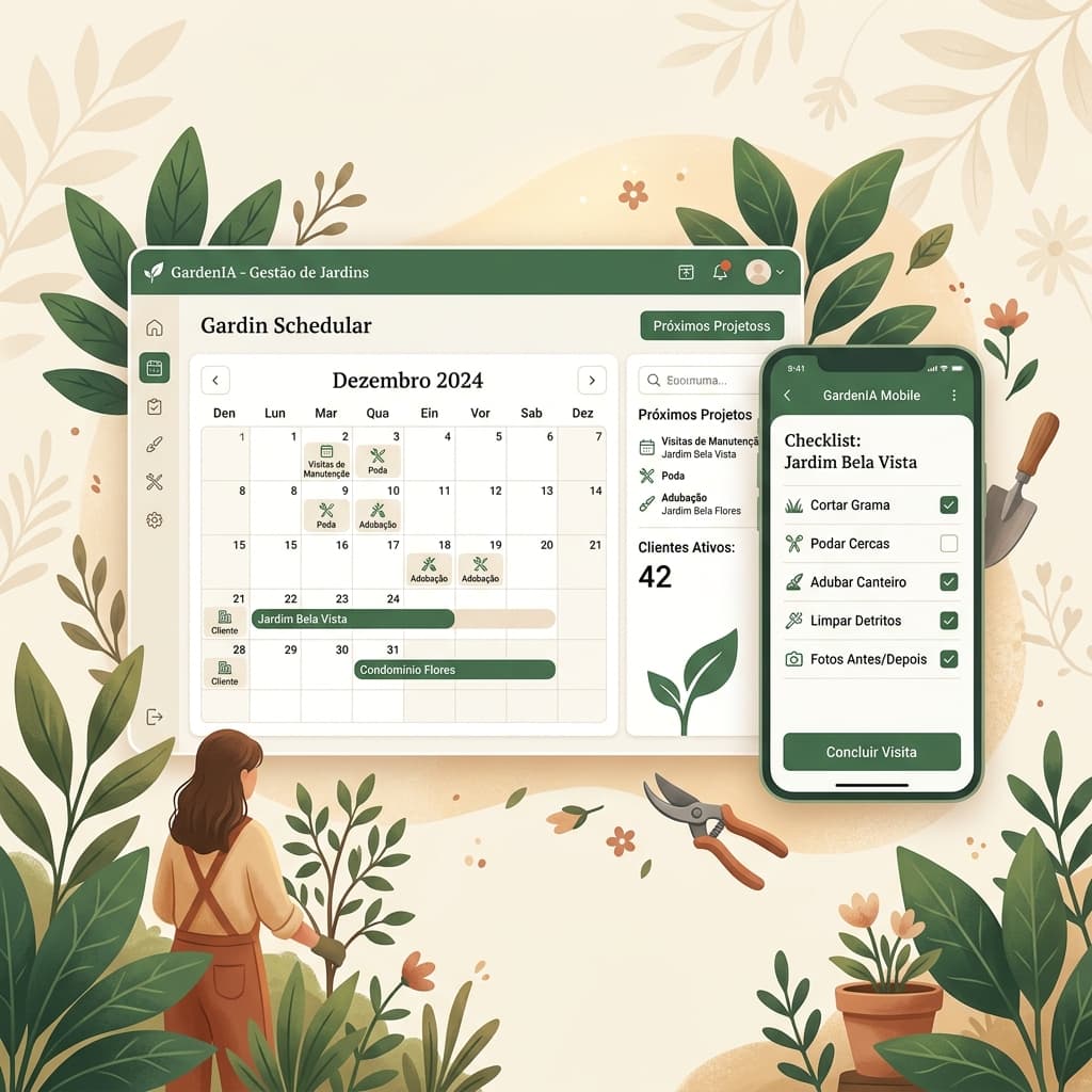 Dashboard do GardenIA mostrando agenda e campo